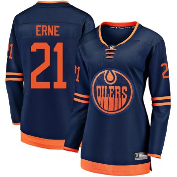 Breakaway Fanatics Branded Women's Adam Erne Edmonton Oilers Alternate 2018/19 Jersey - Navy