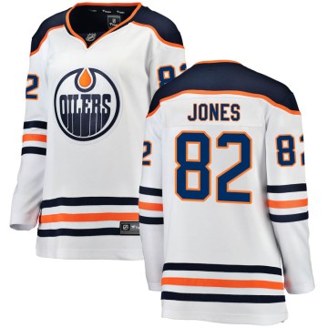 Breakaway Fanatics Branded Women's Caleb Jones Edmonton Oilers Away Jersey - White