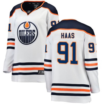 Breakaway Fanatics Branded Women's Gaetan Haas Edmonton Oilers Away Jersey - White