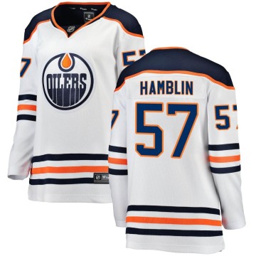 Breakaway Fanatics Branded Women's James Hamblin Edmonton Oilers Away Jersey - White