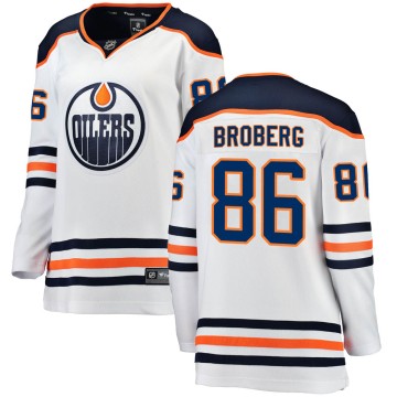 Breakaway Fanatics Branded Women's Philip Broberg Edmonton Oilers Away Jersey - White