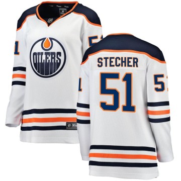 Breakaway Fanatics Branded Women's Troy Stecher Edmonton Oilers Away Jersey - White