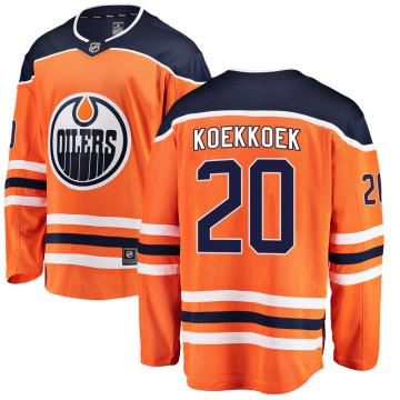 Breakaway Fanatics Branded Youth Slater Koekkoek Edmonton Oilers Home Jersey - Orange