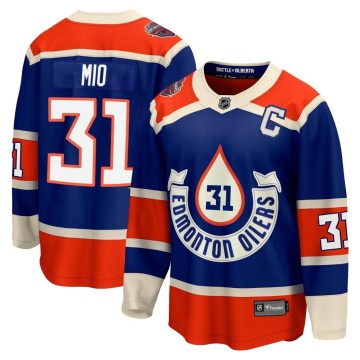 Premier Fanatics Branded Men's Eddie Mio Edmonton Oilers Breakaway 2023 Heritage Classic Jersey - Royal